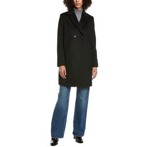 Sam Edelman Womens  Cutaway Twill Wool-Blend Coat, Black